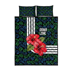 Sierra Leone Quilt Bed Set Red Hibiscus Floral Design