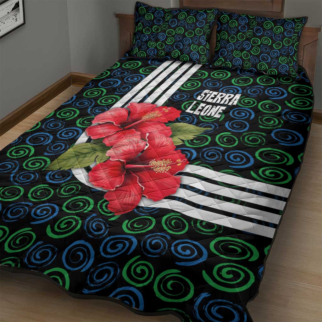 Sierra Leone Quilt Bed Set Red Hibiscus Floral Design