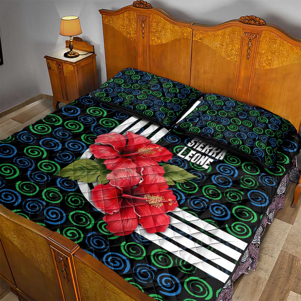 Sierra Leone Quilt Bed Set Red Hibiscus Floral Design