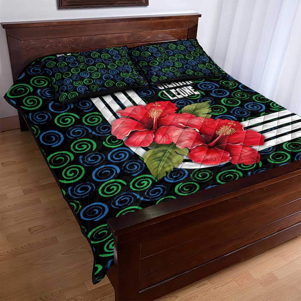 Sierra Leone Quilt Bed Set Red Hibiscus Floral Design