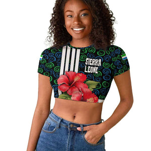 Sierra Leone Raglan Cropped T shirt Red Hibiscus Floral Design