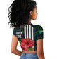 Sierra Leone Raglan Cropped T shirt Red Hibiscus Floral Design