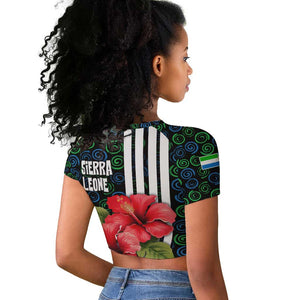 Sierra Leone Raglan Cropped T shirt Red Hibiscus Floral Design