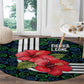 Sierra Leone Round Carpet Red Hibiscus Floral Design