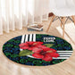 Sierra Leone Round Carpet Red Hibiscus Floral Design