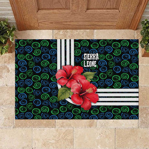 Sierra Leone Rubber Doormat Red Hibiscus Floral Design