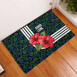 Sierra Leone Rubber Doormat Red Hibiscus Floral Design