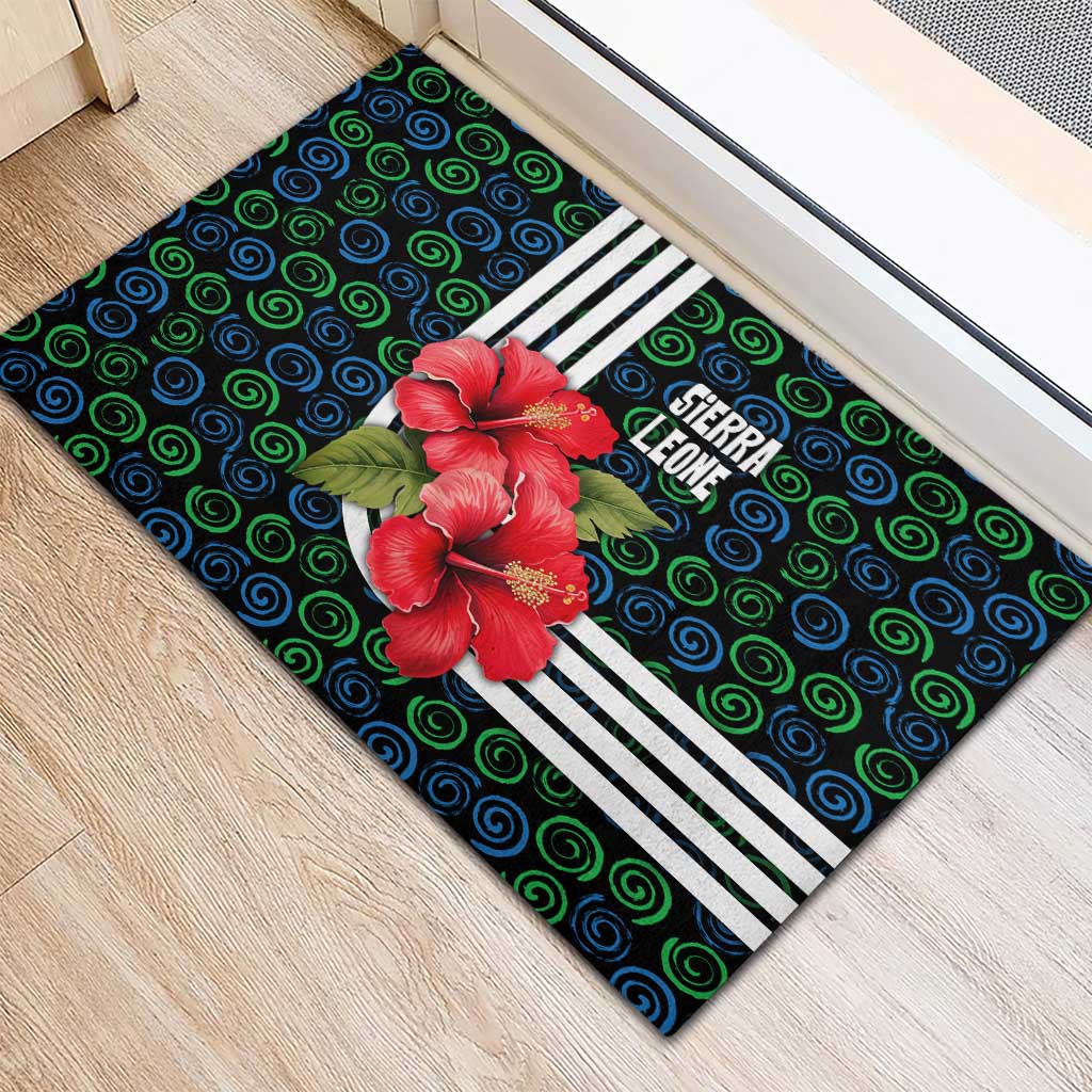 Sierra Leone Rubber Doormat Red Hibiscus Floral Design