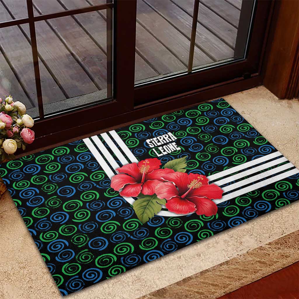 Sierra Leone Rubber Doormat Red Hibiscus Floral Design
