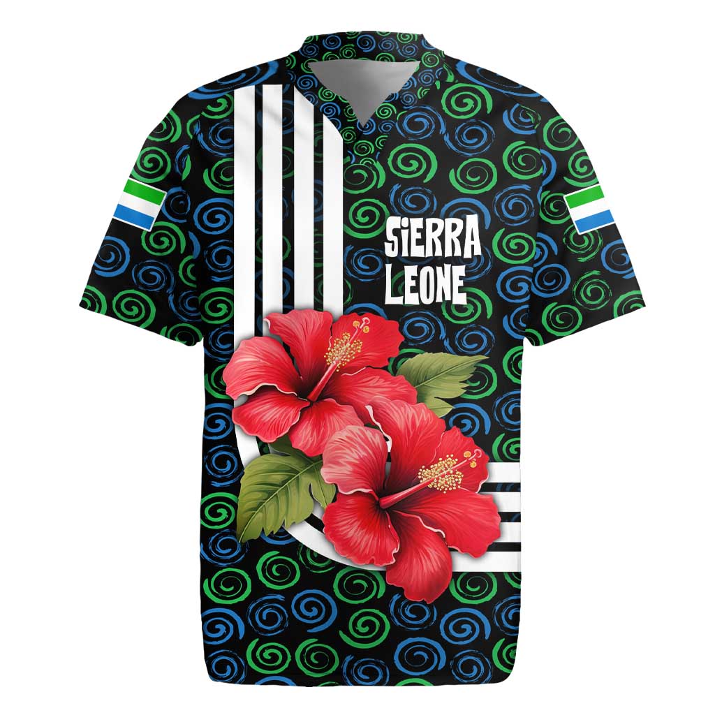 Sierra Leone Rugby Jersey Red Hibiscus Floral Design