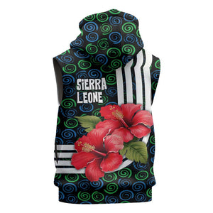 Sierra Leone Sleeveless Hoodie Red Hibiscus Floral Design - African Pride