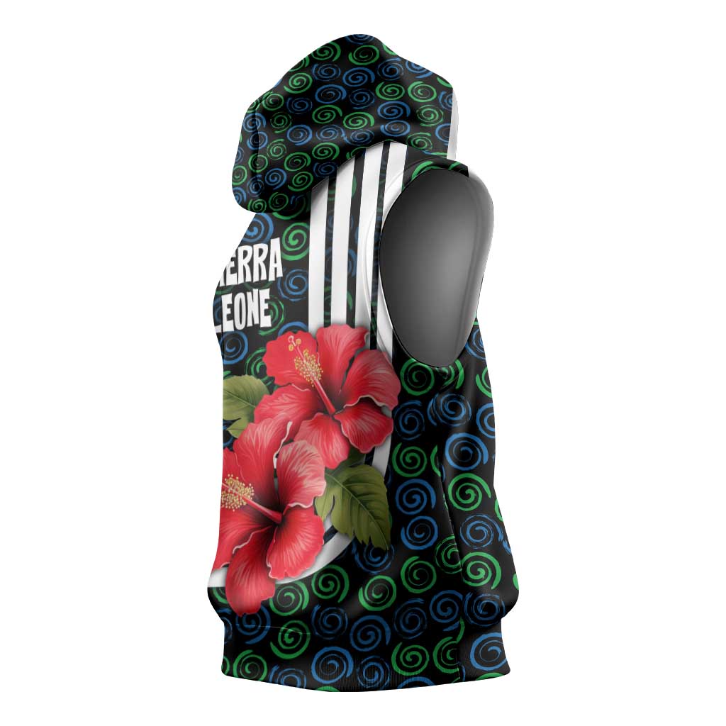 Sierra Leone Sleeveless Hoodie Red Hibiscus Floral Design - African Pride