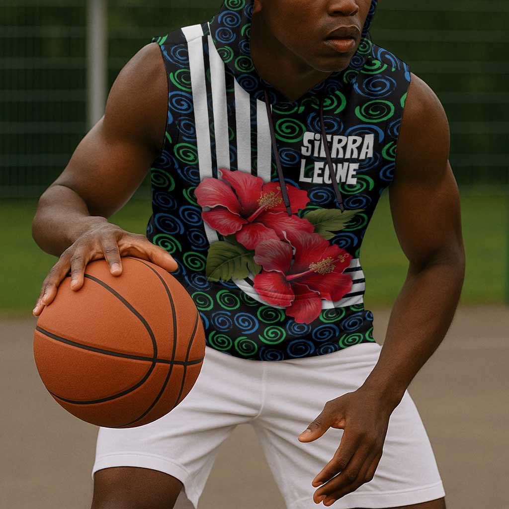 Sierra Leone Sleeveless Hoodie Red Hibiscus Floral Design - African Pride