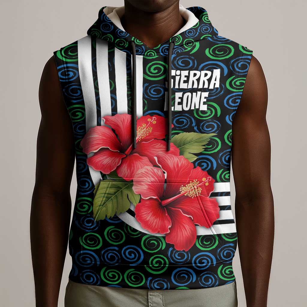 Sierra Leone Sleeveless Hoodie Red Hibiscus Floral Design - African Pride