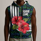 Sierra Leone Sleeveless Zip Hoodie Red Hibiscus Floral Design - African Pride