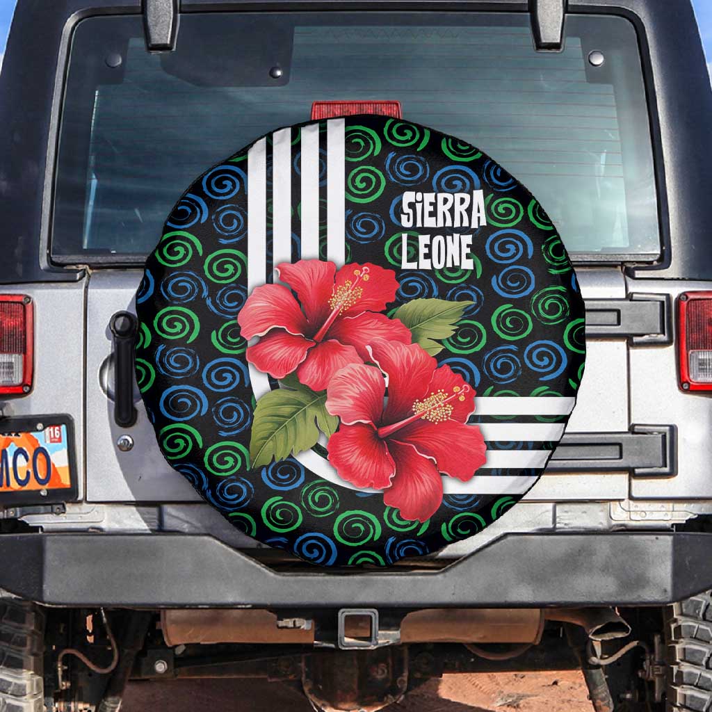 Sierra Leone Spare Tire Cover Red Hibiscus Floral Design