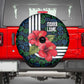 Sierra Leone Spare Tire Cover Red Hibiscus Floral Design