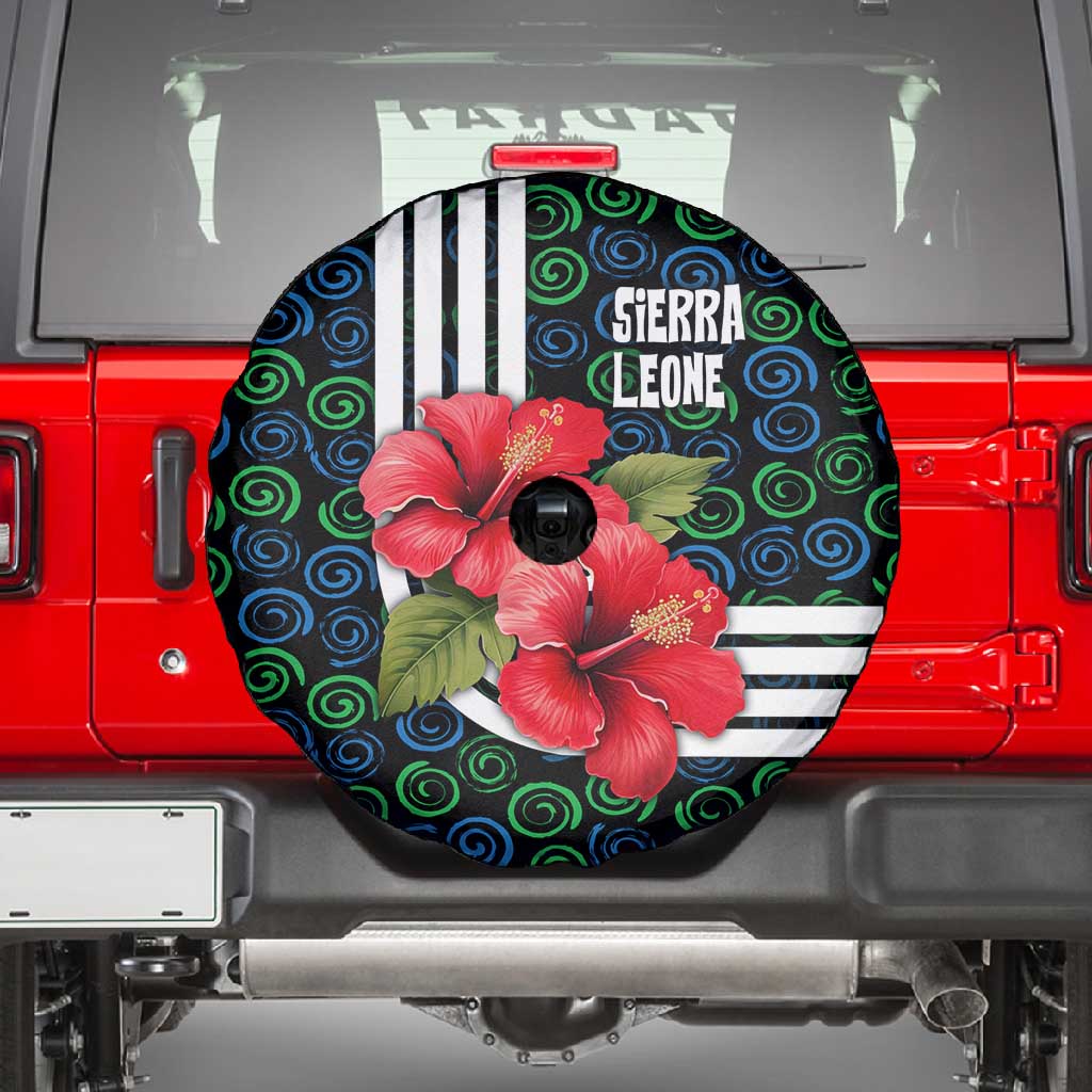 Sierra Leone Spare Tire Cover Red Hibiscus Floral Design