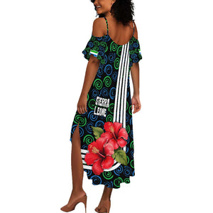 Sierra Leone Summer Maxi Dress Red Hibiscus Floral Design