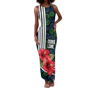 Sierra Leone Tank Maxi Dress Red Hibiscus Floral Design