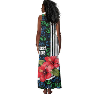 Sierra Leone Tank Maxi Dress Red Hibiscus Floral Design