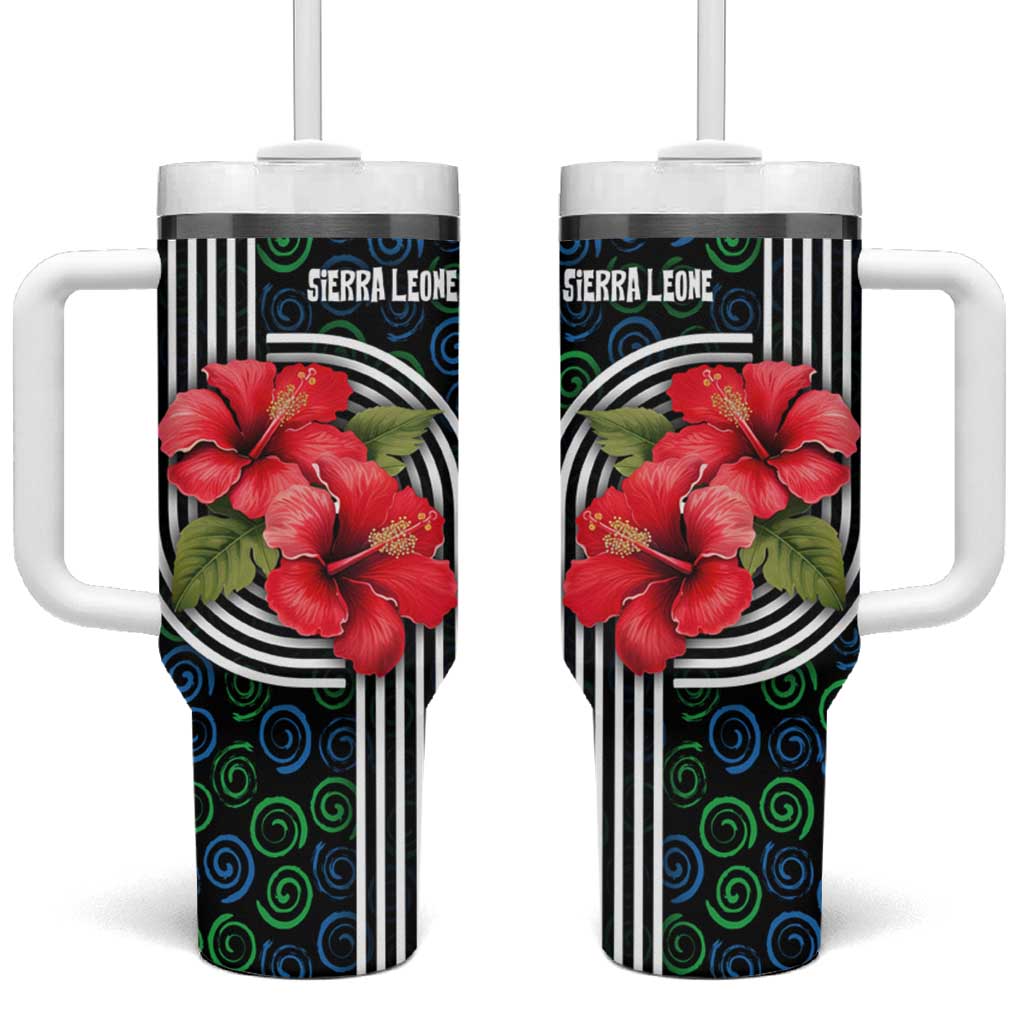 Sierra Leone Tumbler With Handle Red Hibiscus Floral Design