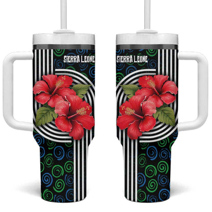 Sierra Leone Tumbler With Handle Red Hibiscus Floral Design