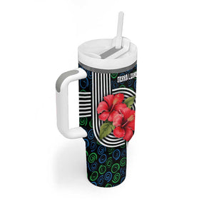 Sierra Leone Tumbler With Handle Red Hibiscus Floral Design