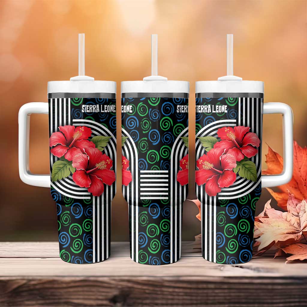 Sierra Leone Tumbler With Handle Red Hibiscus Floral Design