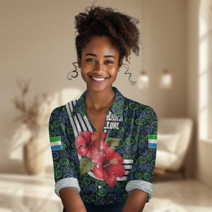 Sierra Leone Women Casual Shirt Red Hibiscus Floral Design