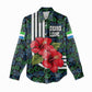 Sierra Leone Women Casual Shirt Red Hibiscus Floral Design