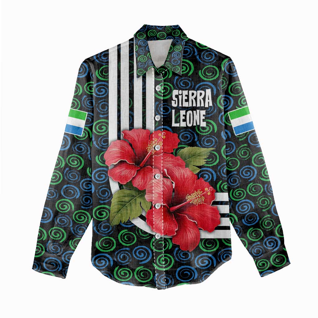 Sierra Leone Women Casual Shirt Red Hibiscus Floral Design