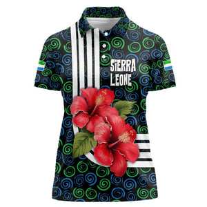 Sierra Leone Women Polo Shirt Red Hibiscus Floral Design