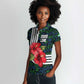 Sierra Leone Women Polo Shirt Red Hibiscus Floral Design