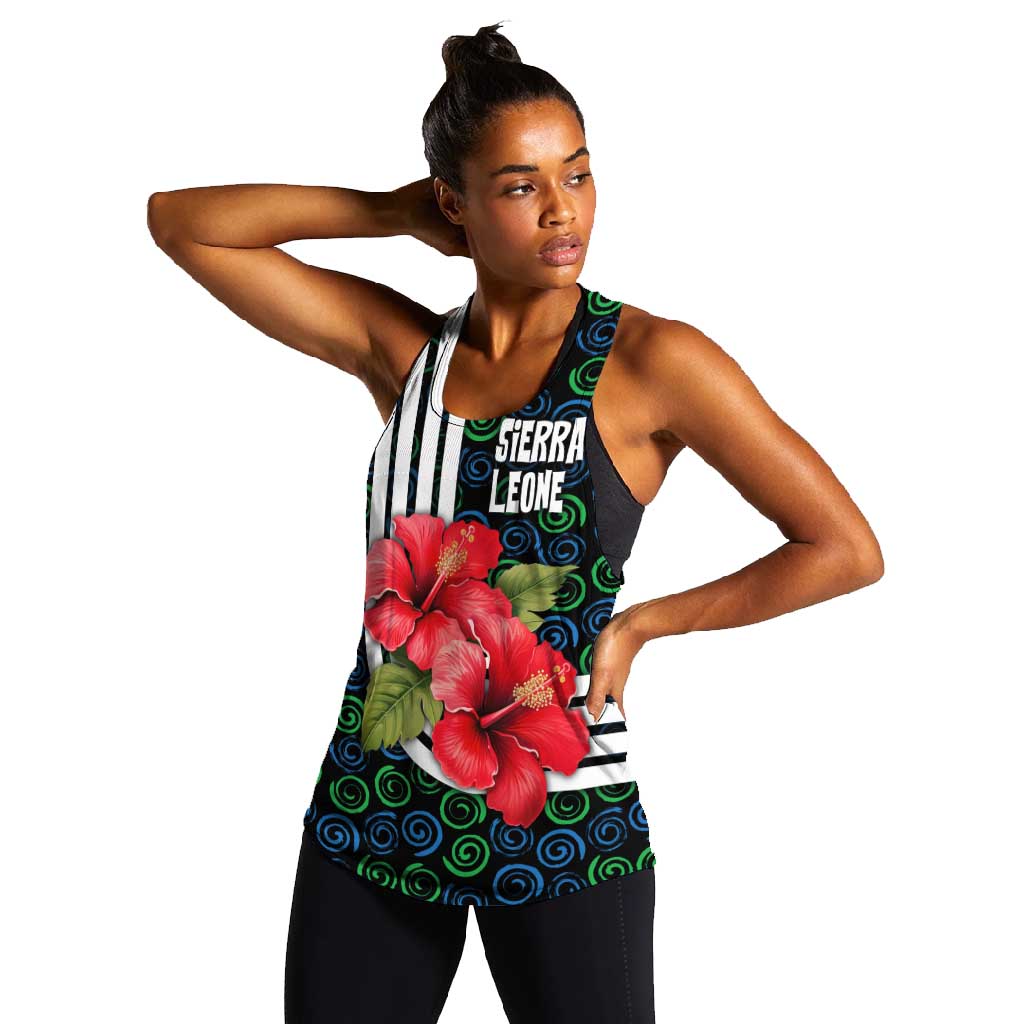 Sierra Leone Women Racerback Tank Red Hibiscus Floral Design