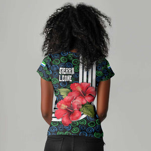 Sierra Leone Women V-Neck T-Shirt Red Hibiscus Floral Design
