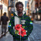 Sierra Leone Zip Hoodie Red Hibiscus Floral Design