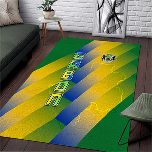 Gabon Flag Area Rug - National Coat of Arms and Vertical Design