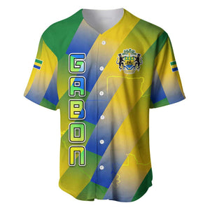 Gabon Flag Baseball Jersey - National Coat of Arms and Vertical Design