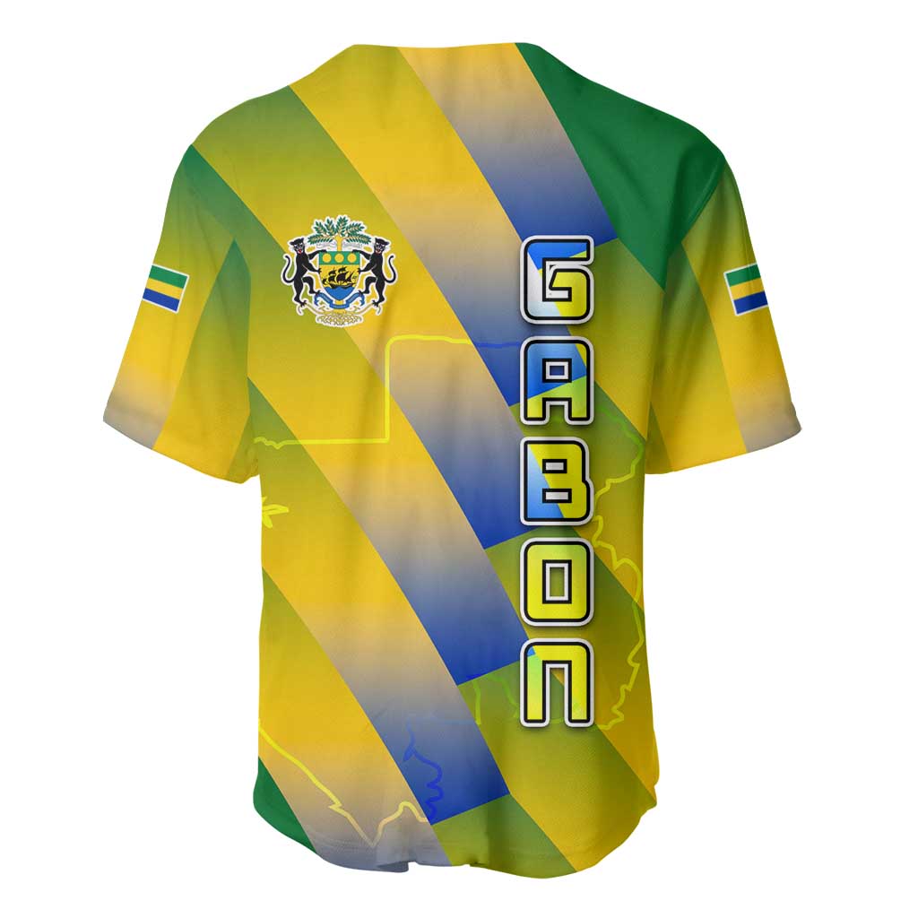 Gabon Flag Baseball Jersey - National Coat of Arms and Vertical Design