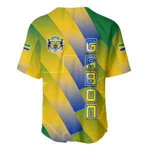 Gabon Flag Baseball Jersey - National Coat of Arms and Vertical Design