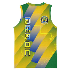 Gabon Flag Basketball Jersey - National Coat of Arms and Vertical Design - African Pride