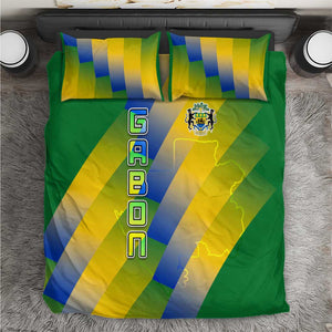 Gabon Flag Bedding Set - National Coat of Arms and Vertical Design