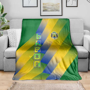 Gabon Flag Blanket - National Coat of Arms and Vertical Design