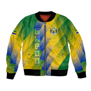 Gabon Flag Bomber Jacket - National Coat of Arms and Vertical Design