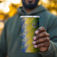 Gabon Flag 4 in 1 Can Cooler Tumbler - National Coat of Arms and Vertical Design