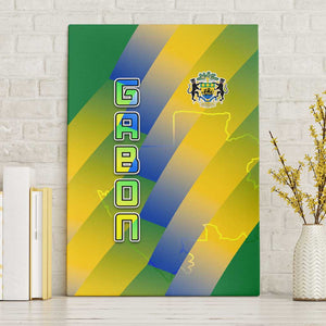 Gabon Flag Canvas Wall Art - National Coat of Arms and Vertical Design