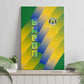 Gabon Flag Canvas Wall Art - National Coat of Arms and Vertical Design