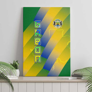 Gabon Flag Canvas Wall Art - National Coat of Arms and Vertical Design