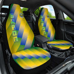 Gabon Flag Car Seat Cover - National Coat of Arms and Vertical Design